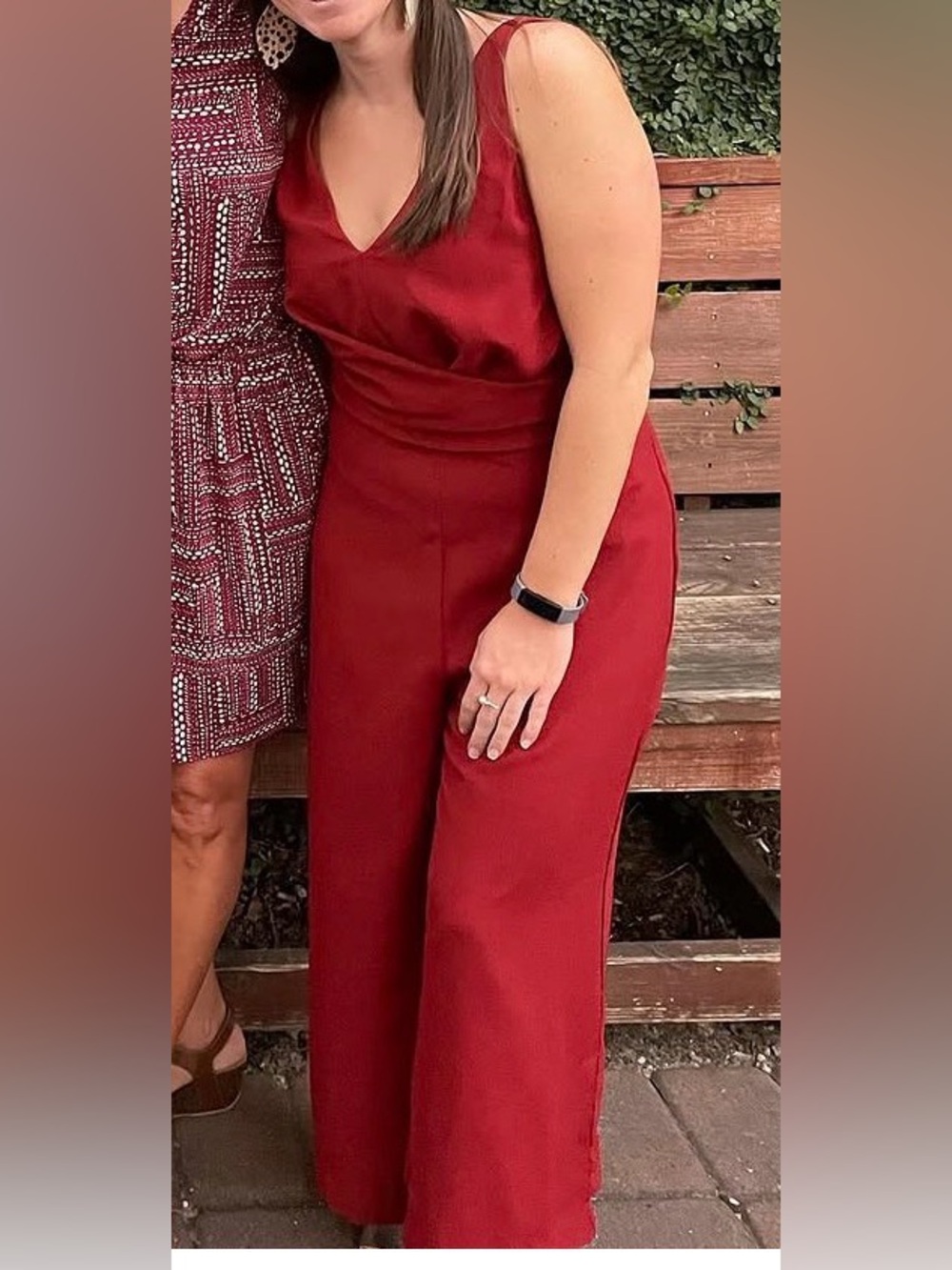 Wide-Leg Jumpsuit with Tie Detail in Burnt Orange/Red